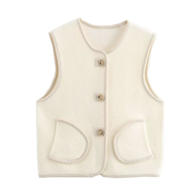 Green small fragrant style checkered double breasted knitted sweater jacket